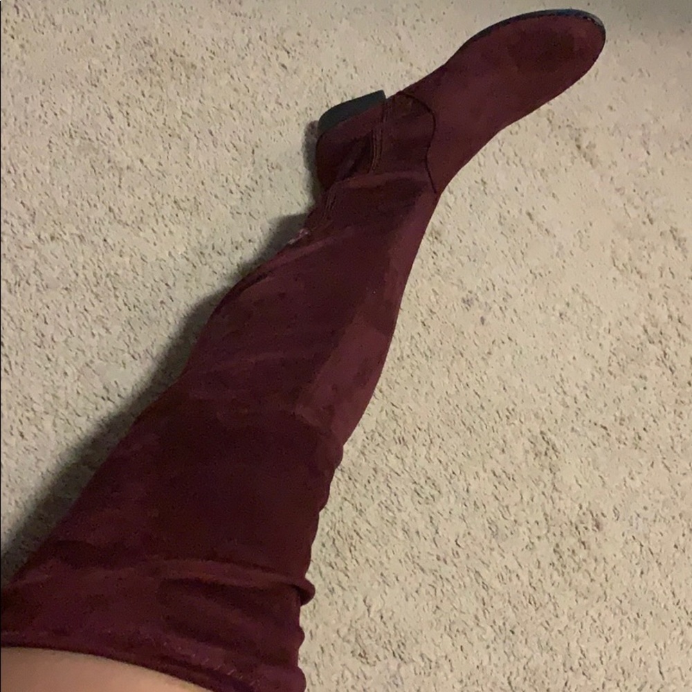 Over the Knee Burgundy Boot